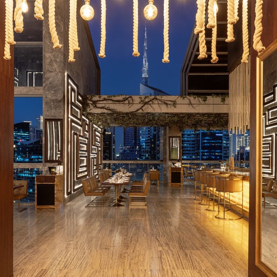 Outdoor terrace at Bella Italian Restaurants in Dubai
